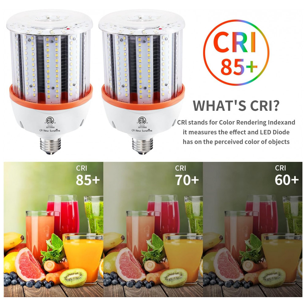 Lâmpada LED Corn 80W CA New Sunshine (2 un), 12.000 lúmens, 5000K daylight, base E26/E39, super brilhante, para galpão, garagem, fábrica e área externa. - Imagem 4