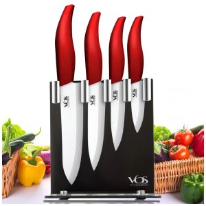 Conjunto de Facas em Cerâmica 4 Peças VOS Vermelho