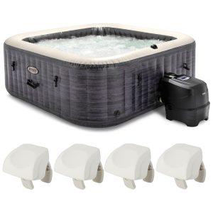 Spa Inflável Quadrado com 4 Apoios de Cabeça Macios Intex 28451EP Cinza