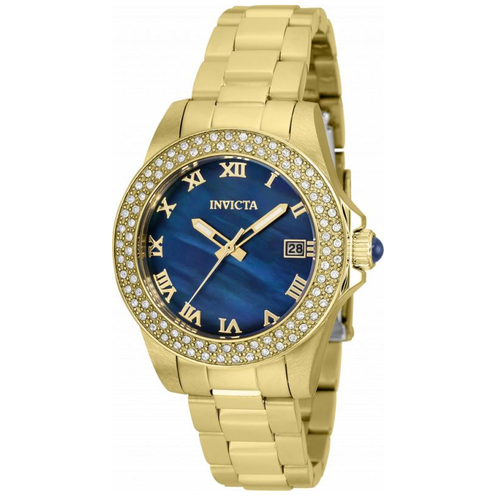Relgio feminino anjo com mostrador em madreprola - 34 mm. Ouro 36072 Invicta