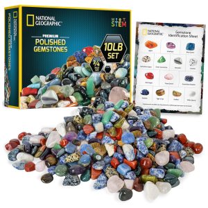 Pedras Polidas Premium 45 kg Gemas 19 cm Kit Educativo STEM Artes e Artesanato National Geographic