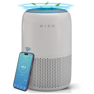 Purificador de Ar 3 em 1 para Ambientes até 111m² com Controle por APP Modo de Espera Silencioso e Sistema de Filtragem em 3 Camadas 110V 15W MIKO MA-04GB Cinza