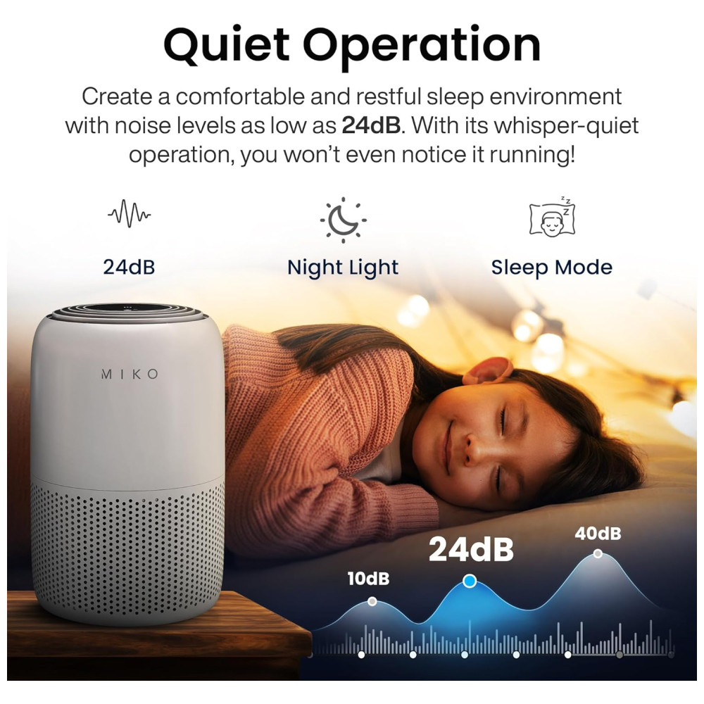 Purificador de Ar 3 em 1 para Ambientes até 111m² com Controle por APP Modo de Espera Silencioso e Sistema de Filtragem em 3 Camadas 110V 15W MIKO MA-04GB Cinza - Imagem 8