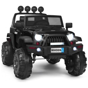 Carro Elétrico Infantil 2 Assentos com Suspensão Mola MP3 Luz LED 12V HONEY JOY Preto