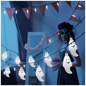 Luzes de Decoração de Halloween Solar 30 LED 6 Metros com 8 Modos 2 Un Fantasma