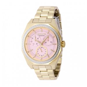 Relógio Invicta Elite Diamond com 041 Quilates de Diamantes Mostrador Madrepérola 38mm Banho de Ouro 48782