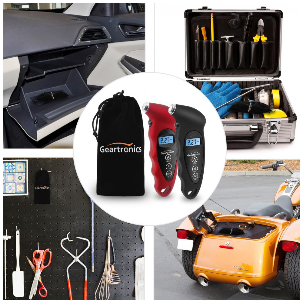 Medidor Digital de Pressão de Pneus 150 PSI com 4 Configurações e Tela LCD com Iluminação para Carros, Motos e Bicicletas, Empunhadura Antiderrapante,Geartronics - Imagem 5