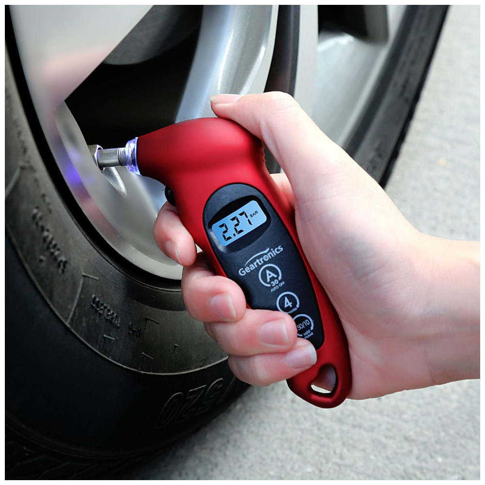 Medidor Digital de Pressão de Pneus 150 PSI com 4 Configurações e Tela LCD com Iluminação para Carros, Motos e Bicicletas, Empunhadura Antiderrapante,Geartronics - Imagem 6