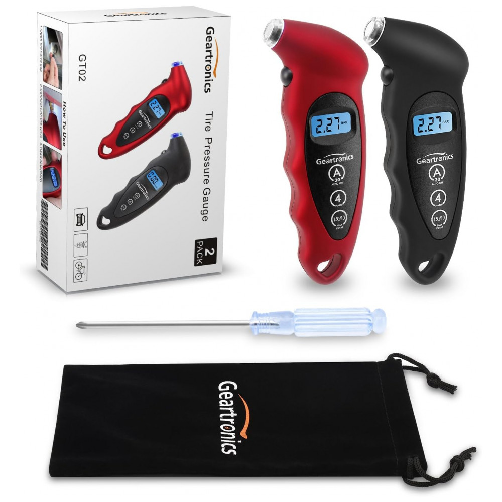 Medidor Digital de Pressão de Pneus 150 PSI com 4 Configurações e Tela LCD com Iluminação para Carros, Motos e Bicicletas, Empunhadura Antiderrapante,Geartronics - Imagem 7