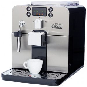 Máquina de Café Expresso em Aço Inoxidável com Bocal de Leite e Tela LED 110V Gaggia Preta