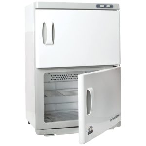 Aquecedor de Toalha Elétrico Duplo com Bandeja Coletora de Água e 4 Prateleiras em Aço Inoxidável para 48 Toalhas Faciais 110V ForPro 391452 Branco