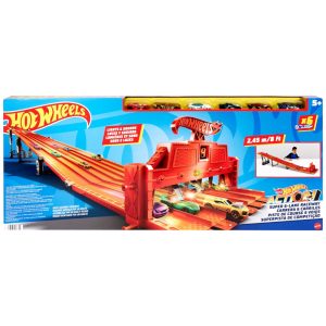 Pista de Carro Extensível e Dobrável de 24 Metros Inclui 6 Carros em Escala 1:64 Hot Wheels