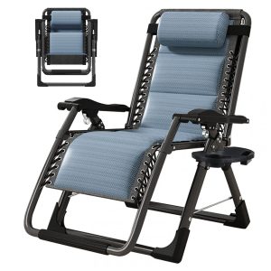 Cadeira Reclinável Ajustável Gravidade Zero com Apoio de Cabeça e Porta Copos DoCred Azul