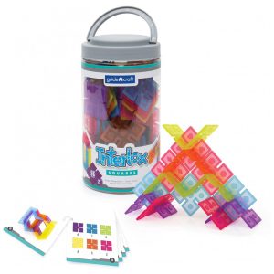 Conjunto de construção Interlox Squares Guidecraft com 96 peças plásticas coloridas para atividades STEM