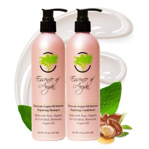 Shampoo e Condicionador de Óleo de Argan Marroquino Essência 100 Pura Homens e Mulheres 355ml