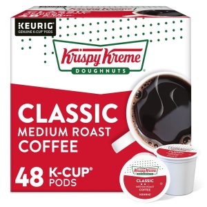Cápsulas Classic dose única Keurig K Cup Pods café torrado médio 93 g pacote com 48 KRISPY KREME Marrom