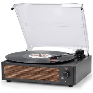 Toca Discos Retro 3 Velocidades com Alto Falantes e Entrada AUX Seasonlife Preto