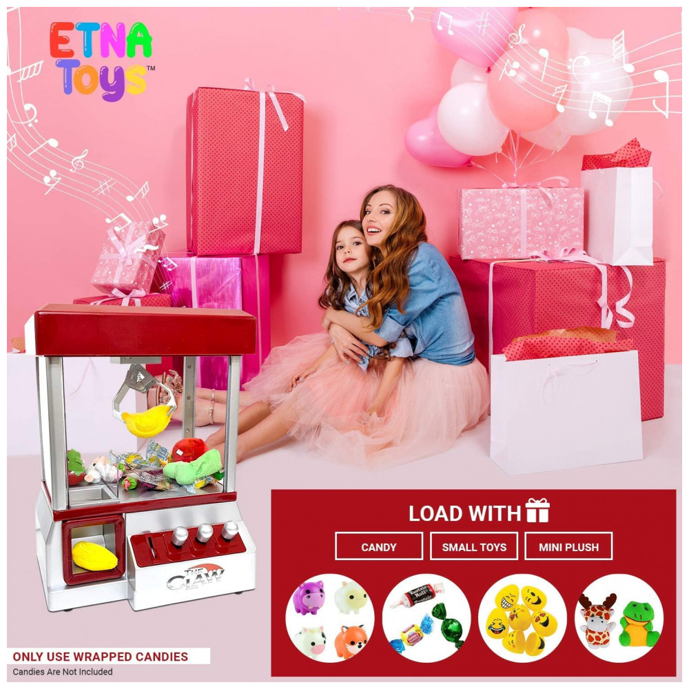 Máquina de Garra Etna Mini Arcade Eletrônica com Música, Luzes e Dispenser de Doces e Brinquedos - Imagem 4