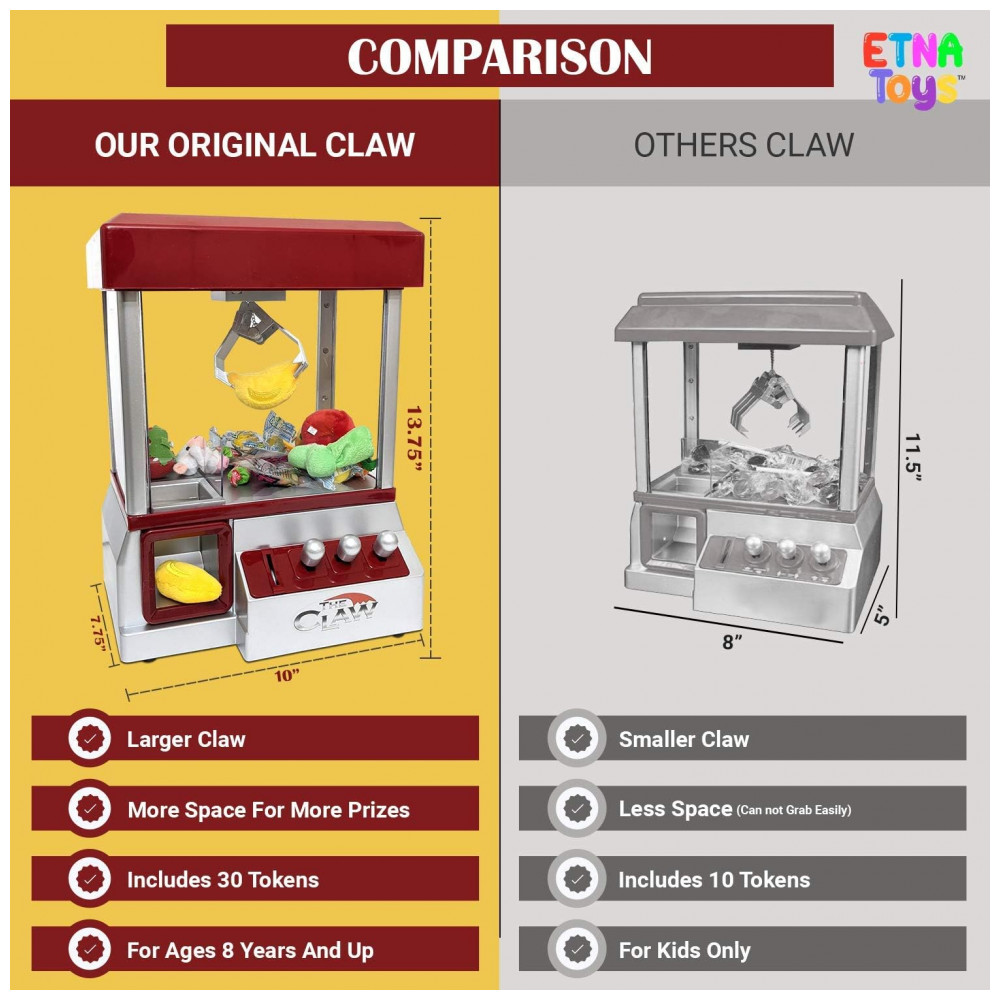Máquina de Garra Etna Mini Arcade Eletrônica com Música, Luzes e Dispenser de Doces e Brinquedos - Imagem 5