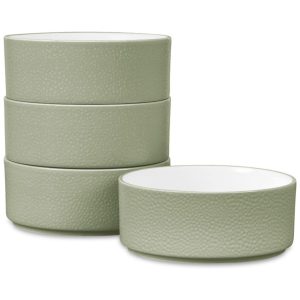 Conjunto de Tigelas Estilo Minimalista com 4 Peças Capacidade de 600mL Material de Porcelana e Formato Redondo Noritake G030-200D Verde