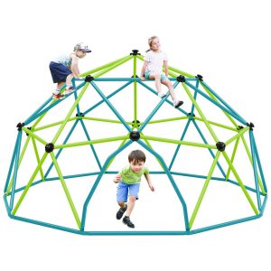 Merax Dome Climber Jungle Gym ao Ar Livre para Crianças Suportando 400 kg Fácil Montagem Geométrica Verde e Azul