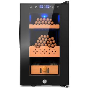 Umidor Elétrico 25L e capacidade para 200 charutos controle inteligente de umidade e temperatura tela LED digital trava de segurança Velieta.