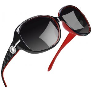 Óculos de Sol Feminino com Proteção UV Joopin A03 Vermelho e Preto