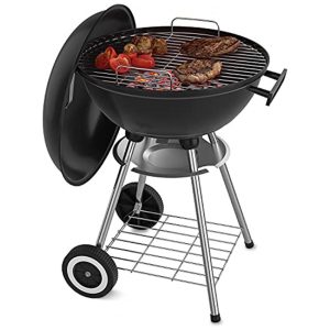 Churrasqueira a Carvão com Rodas e Tampa para Camping Papapacks Preta