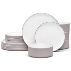 Aparelho de Jantar Elegância e Sofisticação para Sua Mesa com 12 Peças Formato Redondo e Estilo Minimalista Noritake Bege