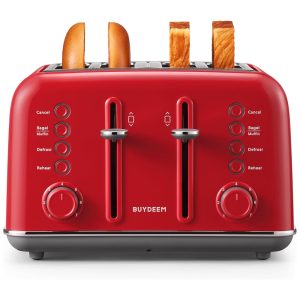 Torradeira BUYDEEM DT640 4 Fatias Slots Largos Aço Inox Alavanca Alta Função Bagel e Muffin Bandeja Removível - 110V