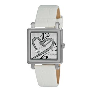 Relógio de Pulso Masculino 253XL com Mostrador Branco e Pulseira de Couro Branco - Stuhrling