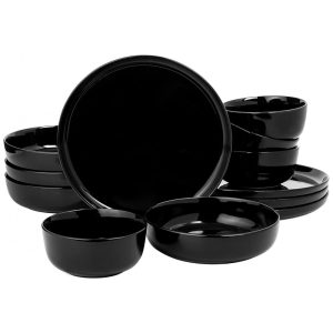 Aparelho de Jantar com 12 Peças de Porcelana Ideal para 4 Pessoas Gibson Home Oslo Preto
