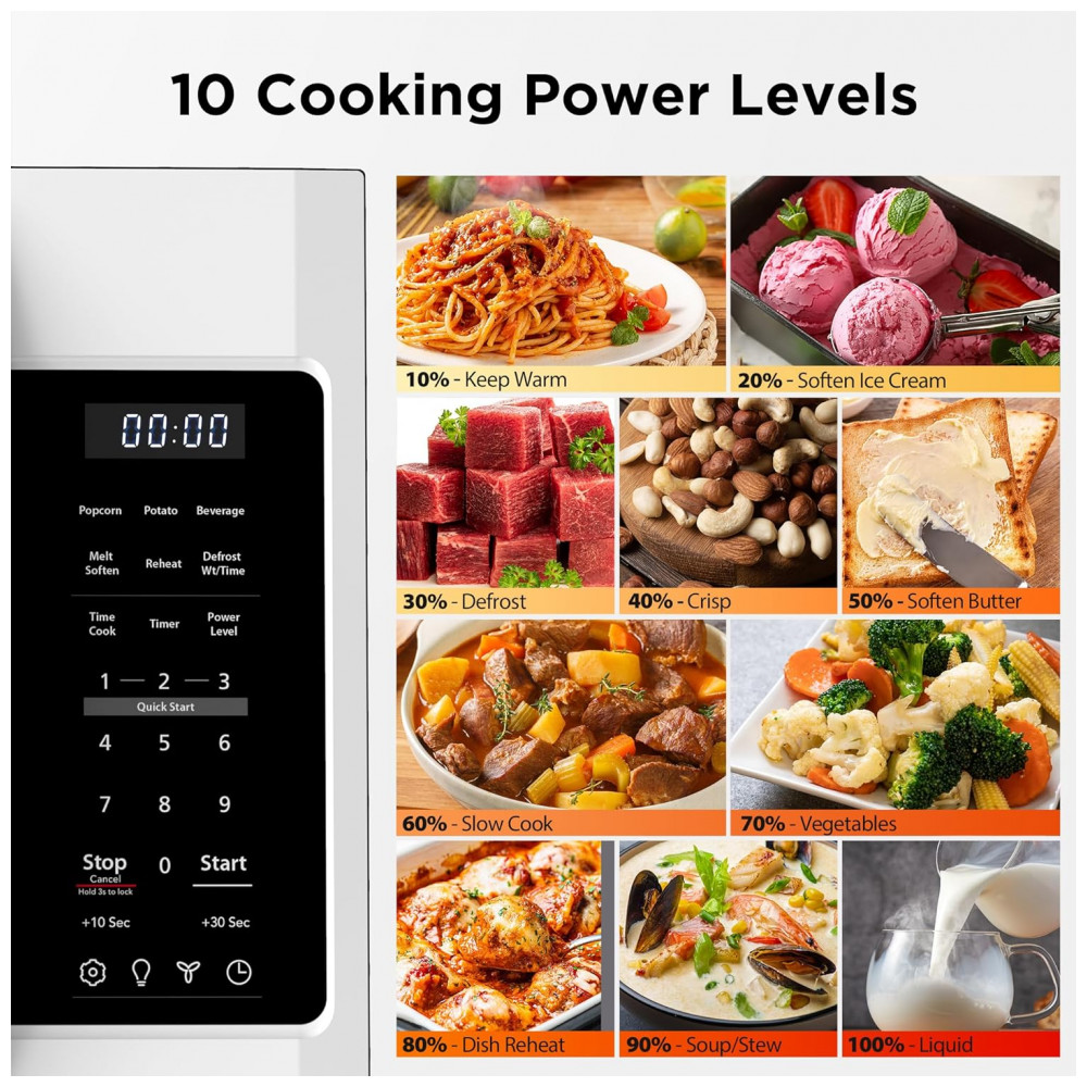 Forno Micro-ondas de Embutir BLACK+DECKER com Exaustor e Cozimento Automático com um Toque de 4814 litros Branco 1000 Watts - Imagem 2