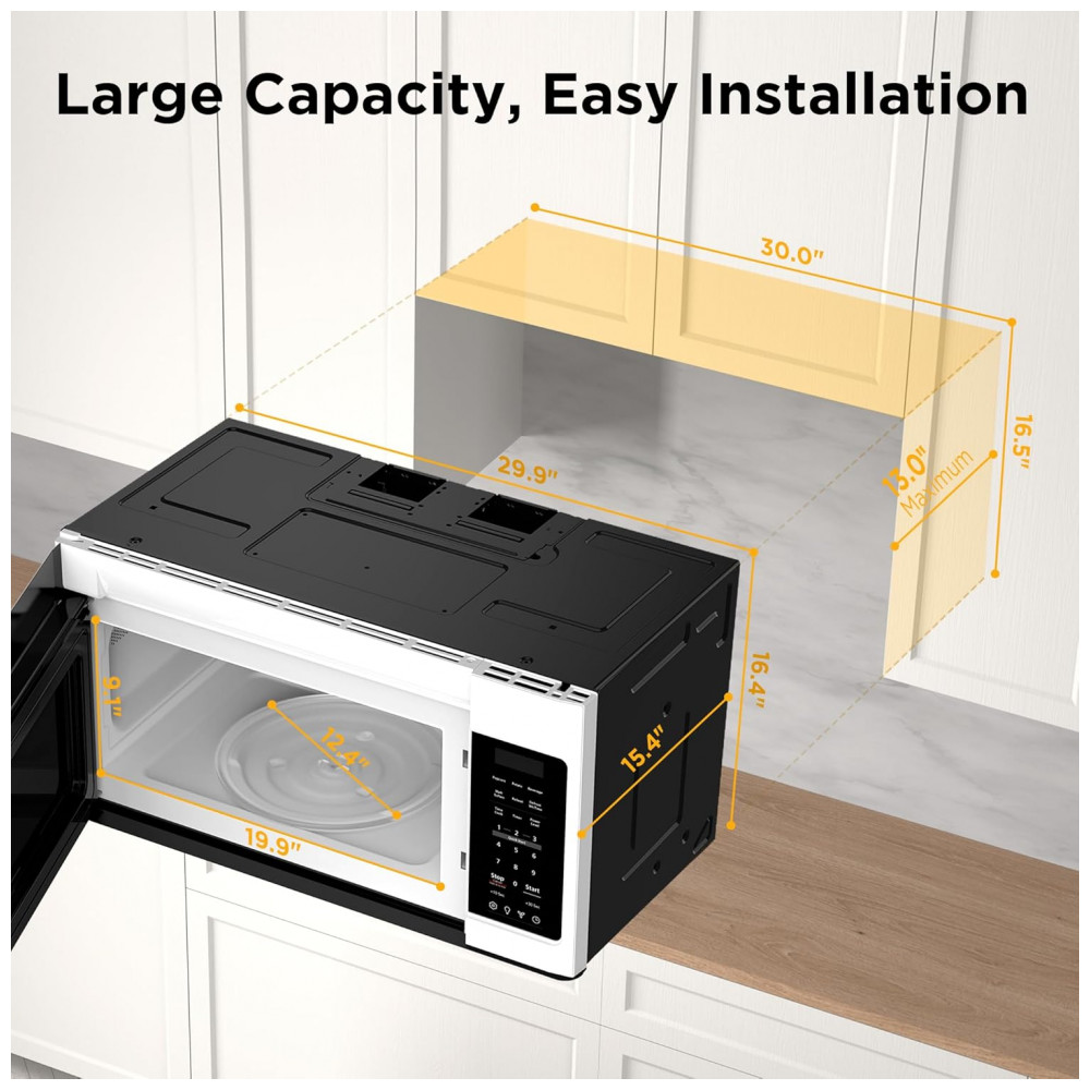 Forno Micro-ondas de Embutir BLACK+DECKER com Exaustor e Cozimento Automático com um Toque de 4814 litros Branco 1000 Watts - Imagem 7