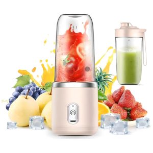 Mini Liquidificador Portátil 414mL com Carregamento USB e 6 Lâminas 200W Paramexview Rosa