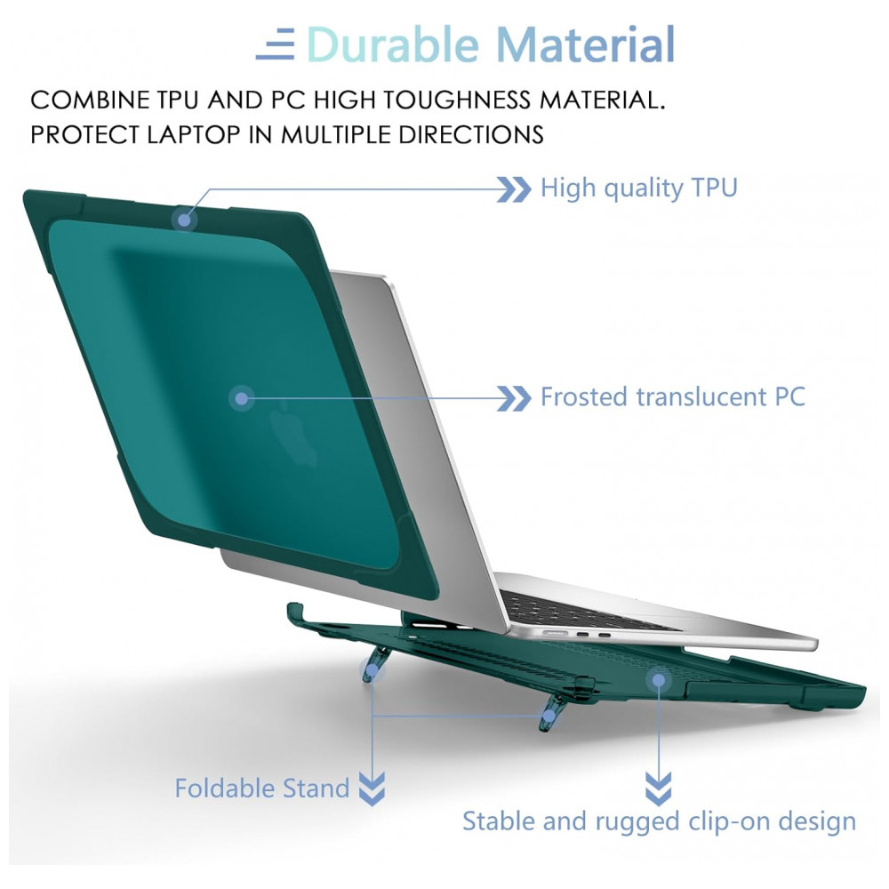 Capa Rígida Antichoque Verde-Azul para MacBook Air 15″ (2023–2025, Modelos A3241/A3114/A2941, M2/M3/M4) – MEEgoodo - Imagem 3