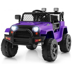 Carro Elétrico Infantil a Bateria 12V com Luzes LED Buzina. MP3 e Suspensão de Mola HONEY JOY Roxo