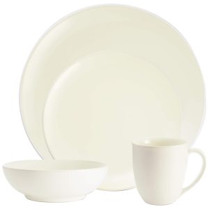 Aparelho de Jantar de Cerâmica Clássica e Durável para o Dia a Dia com 4 Peças Formato Redondo e Material de Cerâmica Noritake 8090-04G Branco