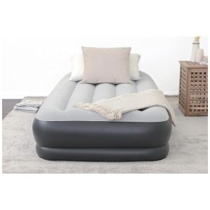 Colchão Inflável Solteiro com travesseiro e bomba de ar embutida com entrada USB 110v SLEEPLUX 69092E Cinza