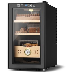 Umidor de Charutos Elétrico EUHOMY 25 Litros com Controle de Temperatura Armário de Cedro Espanhol para 155 Unidades