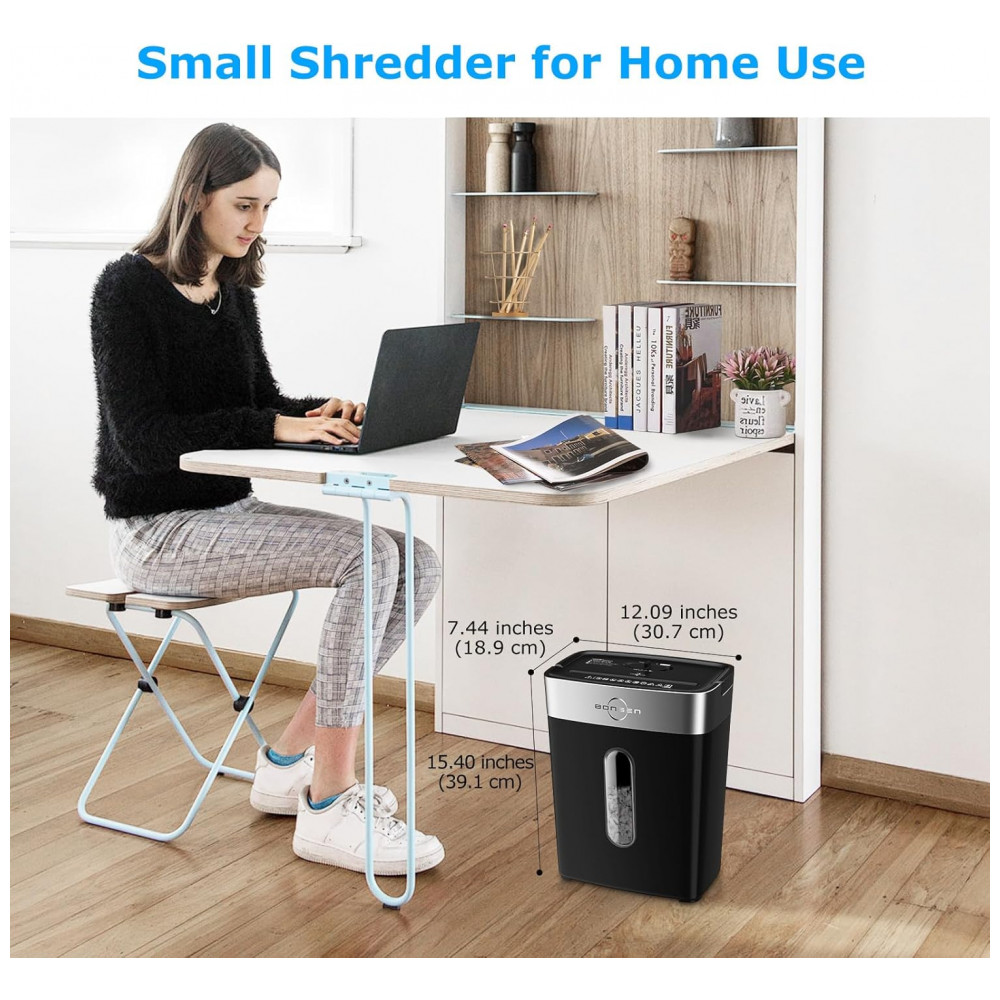 Triturador de Papel BONSEN para Casa e Escritório, 4 Galões 8 Folhas Trituração Cruzada de Cartão de Crédito, Triturador de Papel Pequeno para Uso Doméstico - Imagem 8