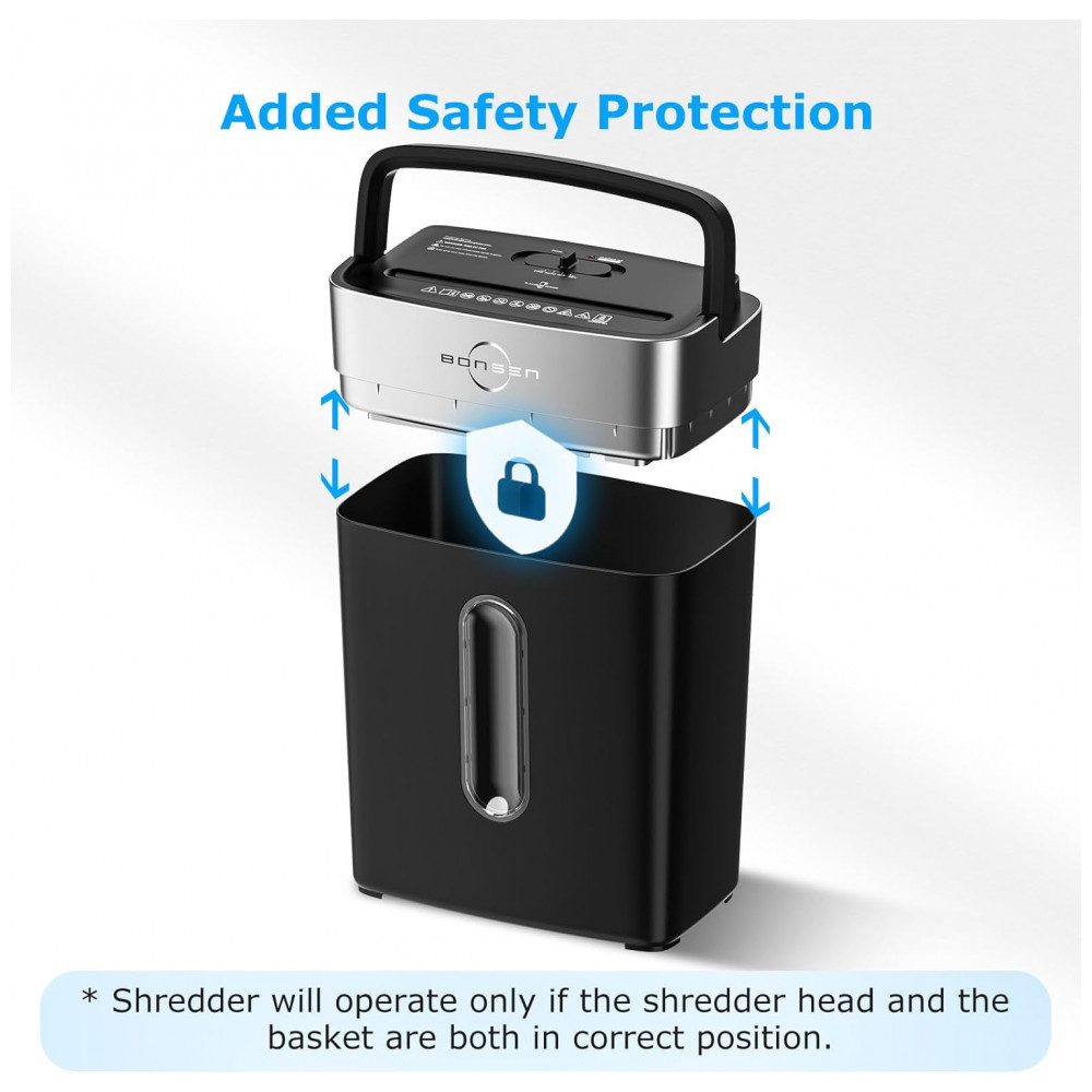 Triturador de Papel BONSEN para Casa e Escritório, 4 Galões 8 Folhas Trituração Cruzada de Cartão de Crédito, Triturador de Papel Pequeno para Uso Doméstico - Imagem 9