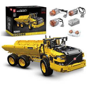 Kit de Construção Caminhão Basculante de Engenharia com 1888 Peças e Controle Remoto para Crianças e Adultos Mould King Amarelo