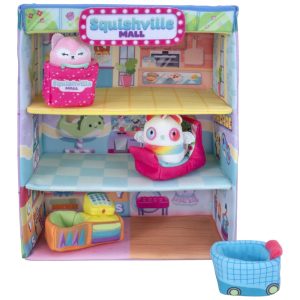 Kit 2 Pelúcias Squishmallows de 5 cm PEI e RHIANNON com Playset para Crianças Squishville SQM0161 Colorido