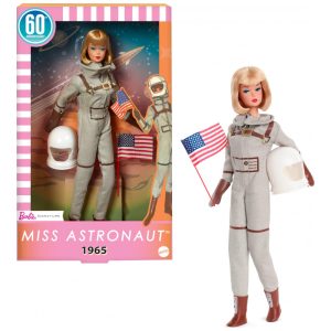 Barbie Miss Astronaut 60 Anos - Boneca colecionável Barbie Miss Astronaut 60 Anos com traje espacial prateado capacete e botas