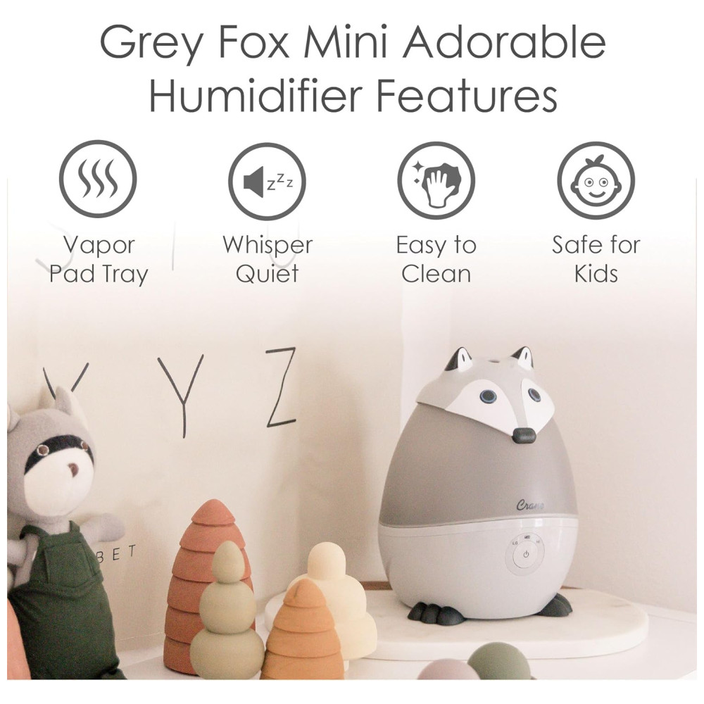Umidificador Ultrassônico 18L com Tema de Raposa Configurações Ajustáveis e Desligamento Automático para Ambientes até 23m2 110V CRANE Cinza - Imagem 2