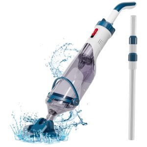Aspirador de Piscina sem Fio Recarregável com Autonomia da Bateria de 1H e Sucção Poderosa de até 70L 110V Enhulk Branco e Azul