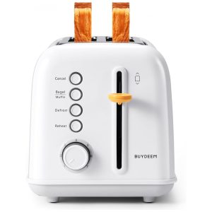 Torradeira 2 Fatias BUYDEEM DT620 Inox Branco Ártico Retro 7 Níveis Slots Largos Função Bagel/Muffin Bandeja Migalhas 900W 110V