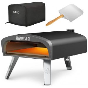 Mimiuo Forno de Pizza Portátil a Gás Pizzas de ate  Preto