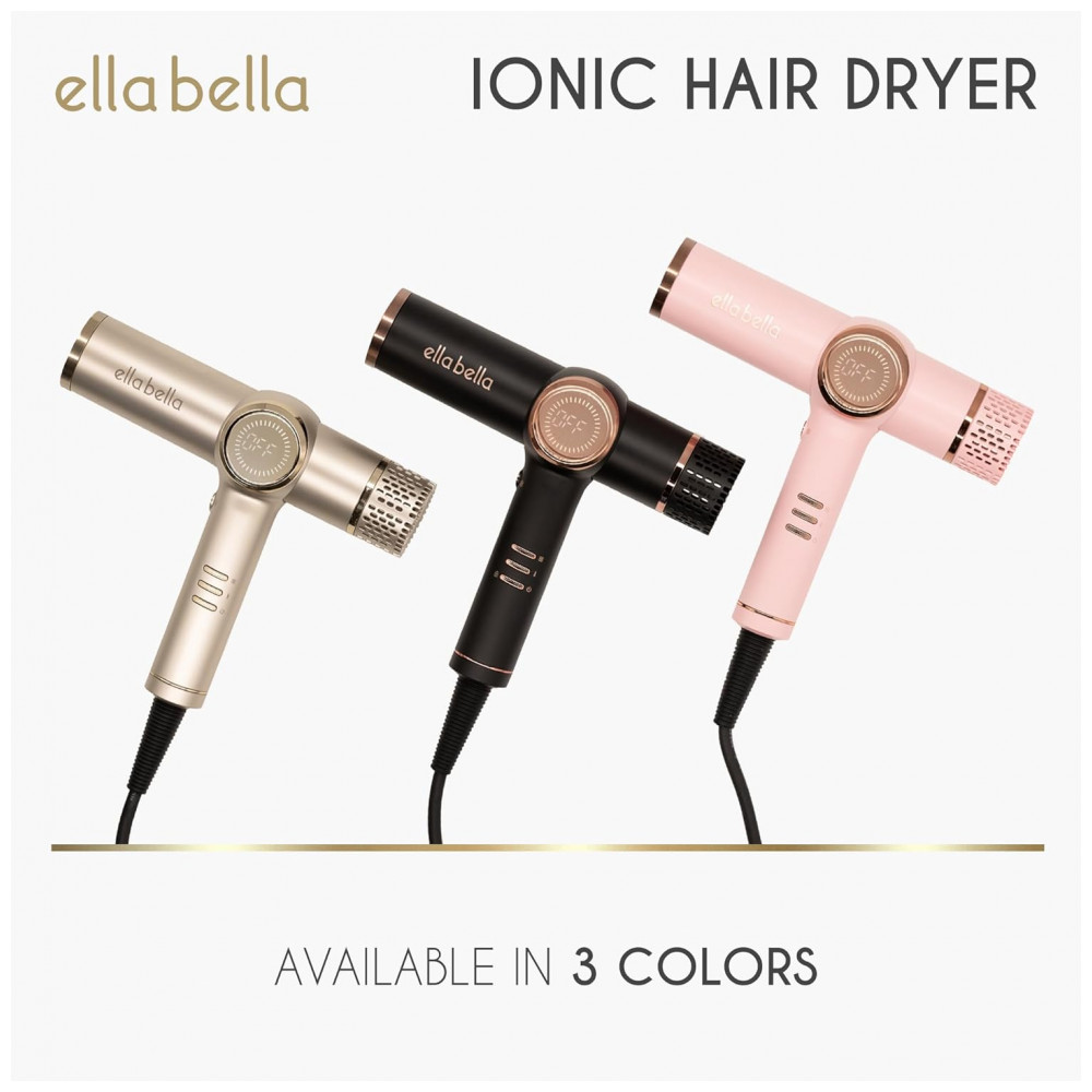 Secador de Cabelo Profissional Ionic ELLA BELLA com Difusor Tecnologia Íon Negativo Secagem Rápida Controle de Calor Inteligente Design Leve Tecnologi - Imagem 7